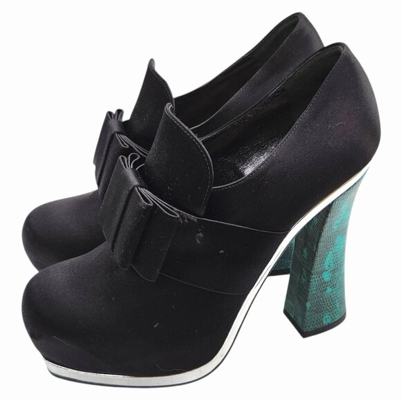 Archival MIU MIU Runway 2012 Club Shoes Bow Front Platform Booties 37.5 7.5 VTG - Picture 7 of 13